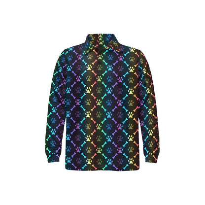 Paw Rainbow Pattern Print Design A01 Long Sleeve Polo Shirt For Men's