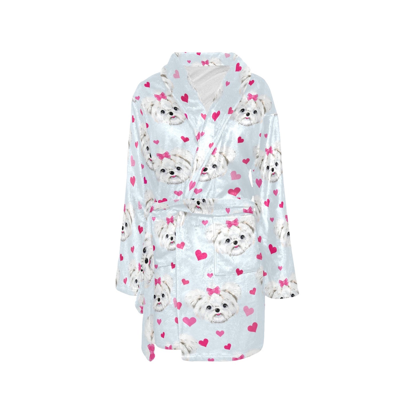 Maltese Pattern Print Design 03 Women's Fleece Robe
