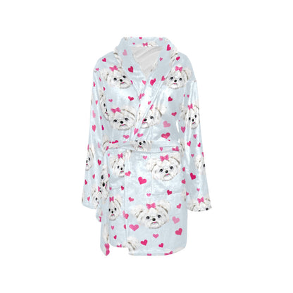 Maltese Pattern Print Design 03 Women's Fleece Robe