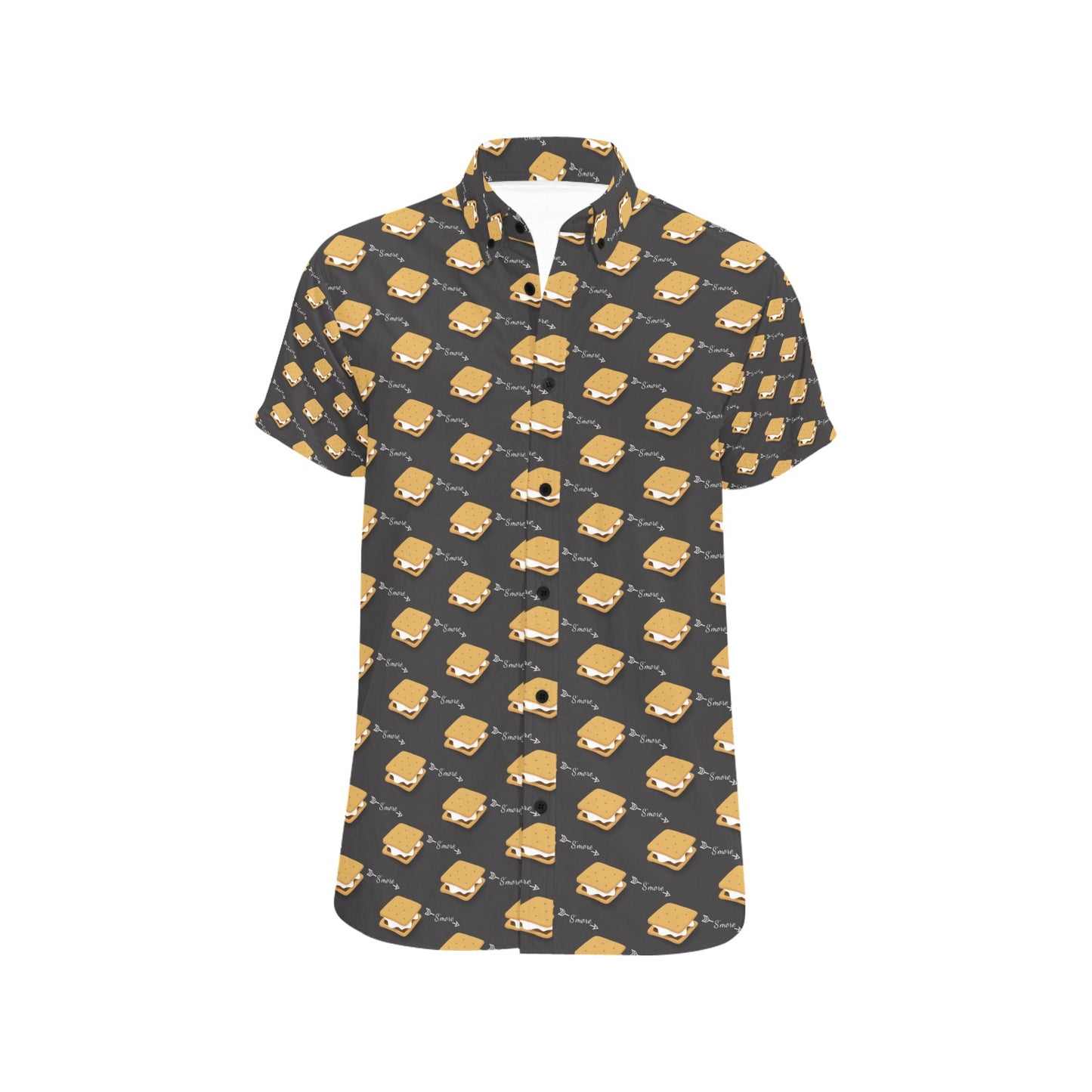 S_Mores Print Design LKS301 Men Short Sleeve Button Up Shirt