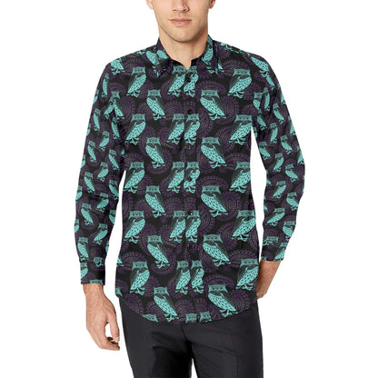 Tribal Pattern Print Design LKS3010 Men's Long Sleeve Dress Shirt