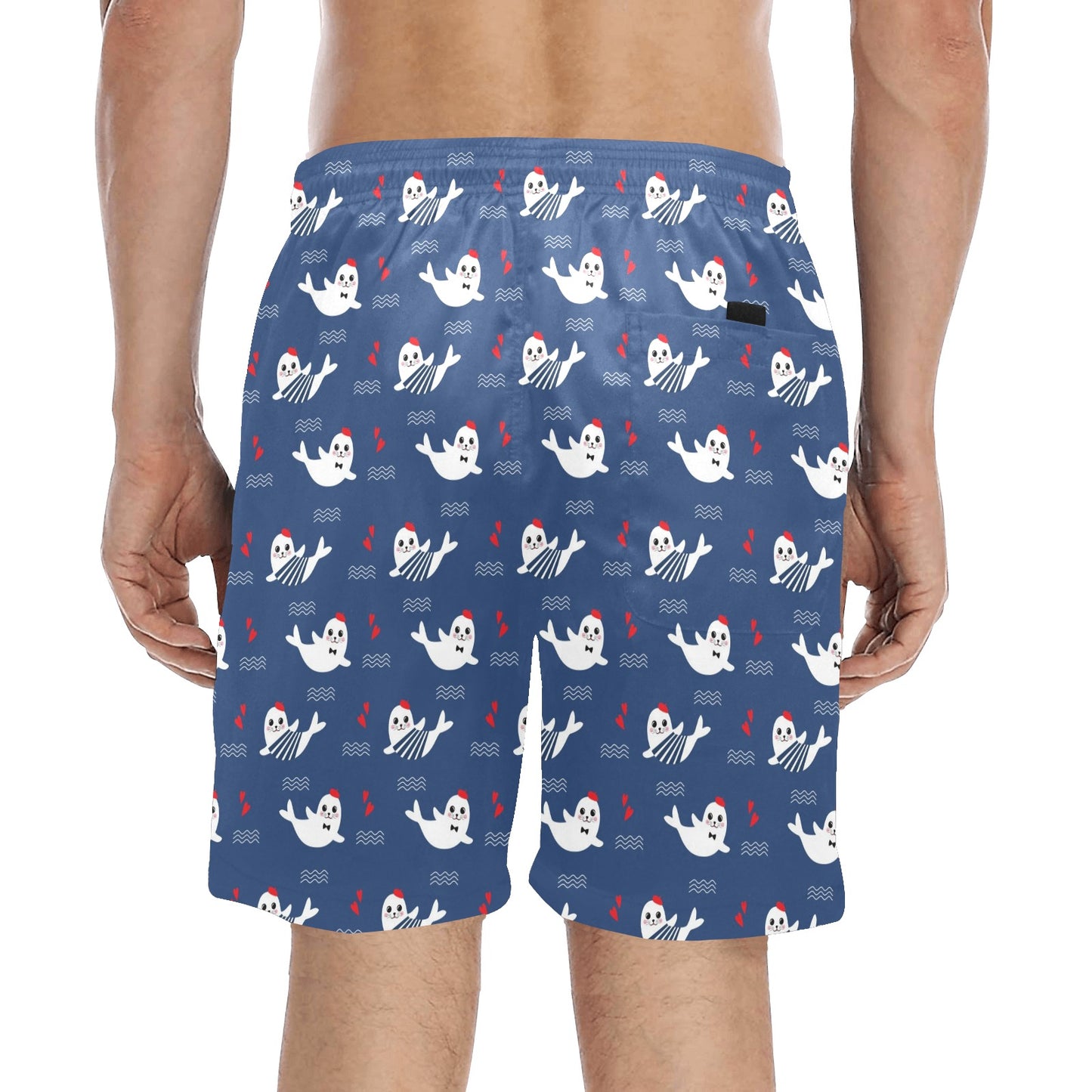 Sea Lion Print Design LKS403 Men's Swim Trunks Beach Shorts
