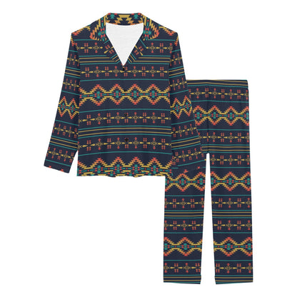 Southwest American Design Themed Print Women's Long Pajama Set