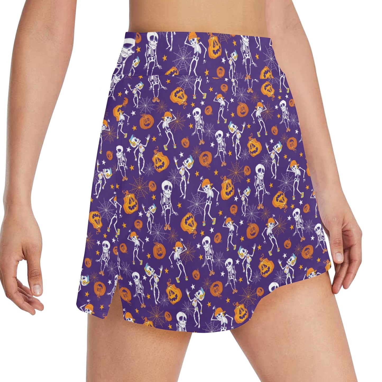 Skeleton Halloween Dance Print Design LKS304 17" Golf & Pickleball Skort with Pockets