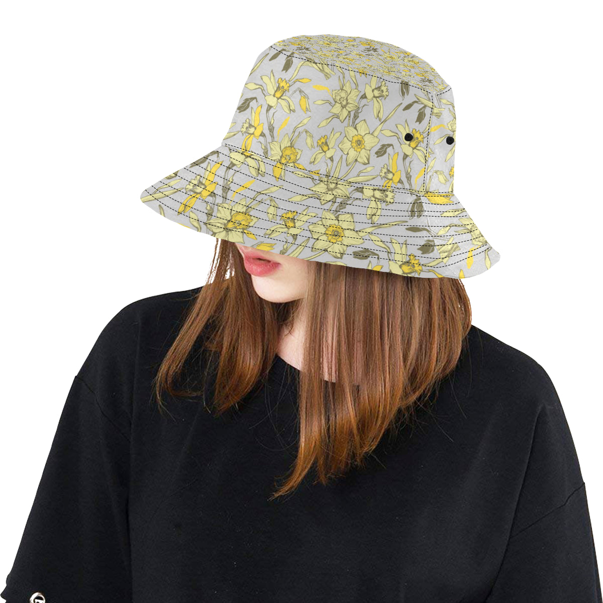Daffodils Pattern Print Design DF05 Unisex Bucket Hat