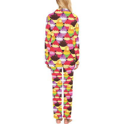 Cupcake Pattern Print Design CP02 Women's Long Pajama Set