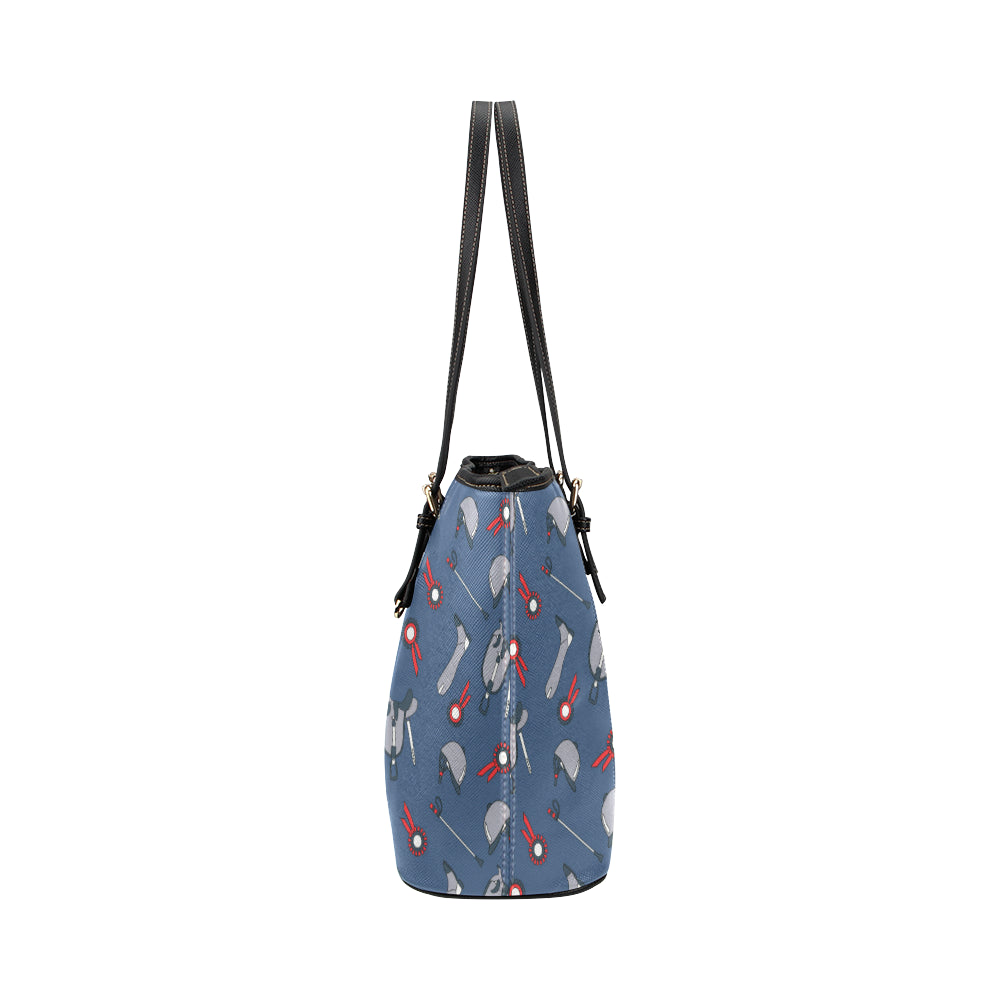 Equestrian Equipment Background Leather Tote Bag