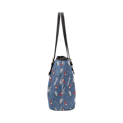 Equestrian Equipment Background Leather Tote Bag