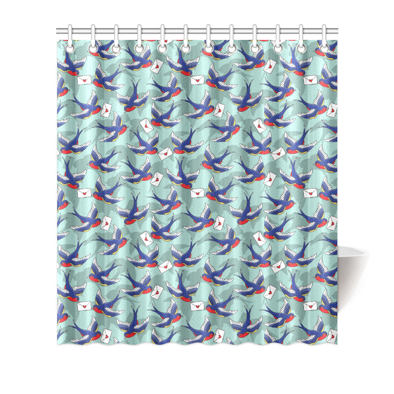 Swallow Bird Pattern Print Design 02 Shower Curtain