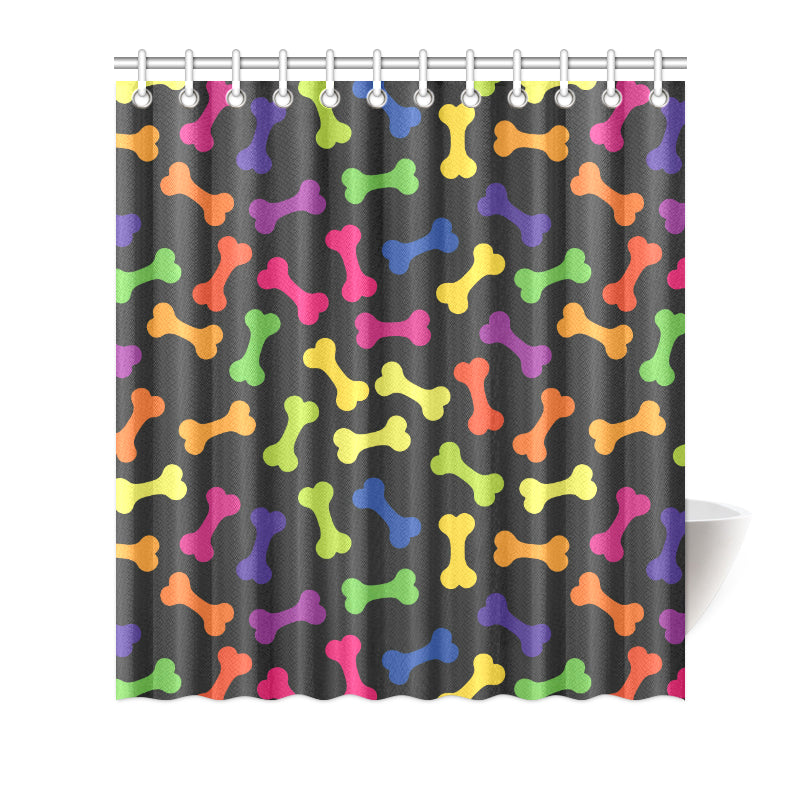 Dog Bone Neon Color Pattern Print Design 02 Shower Curtain