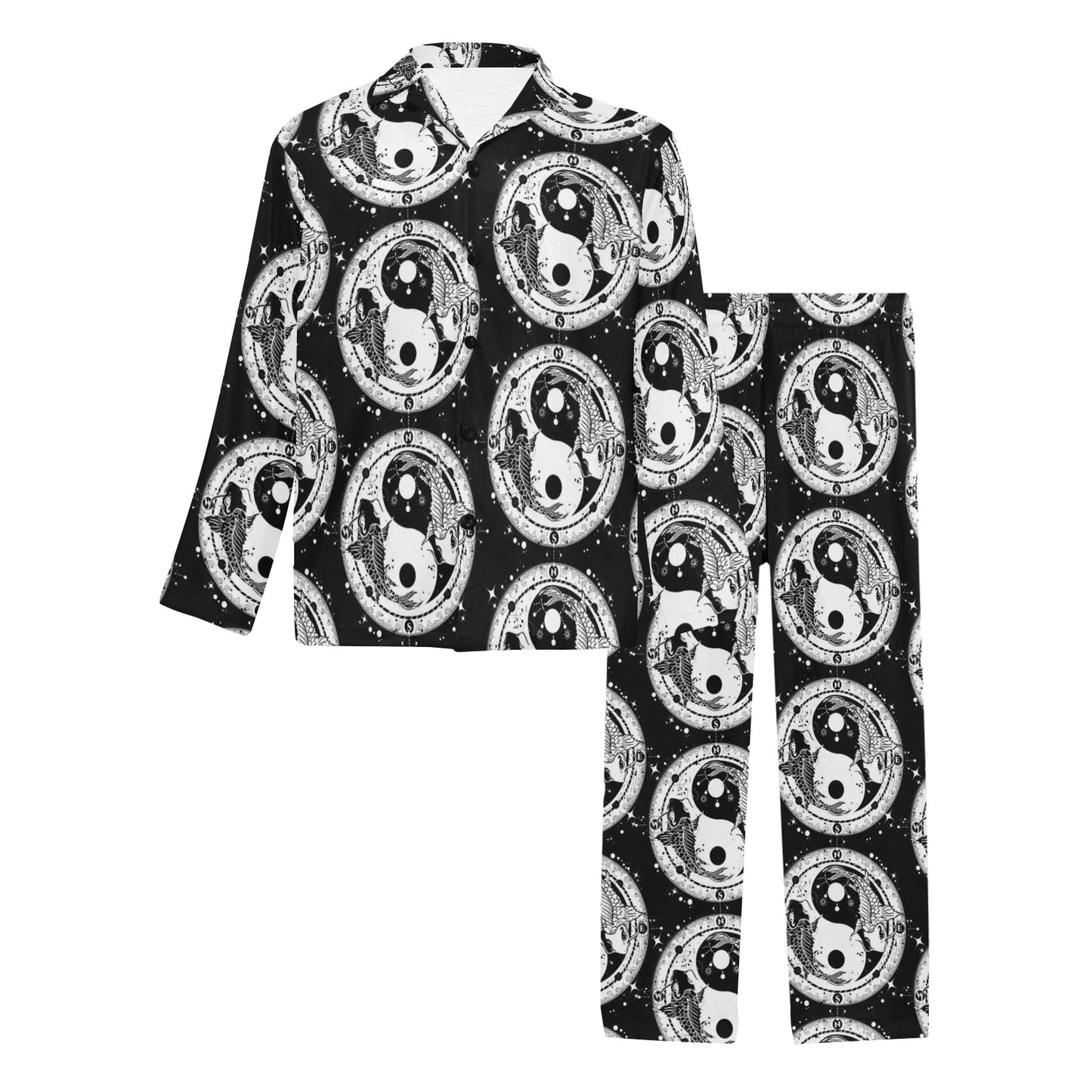 Yin Yang Koi Fish Men's Long Pajama Set