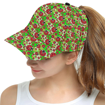 Ladybug with Leaf Print Pattern Snapback Cap