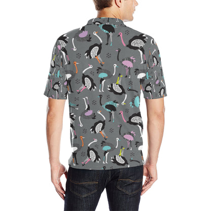 Ostrich Pattern Print Design 01 Men Polo Shirt