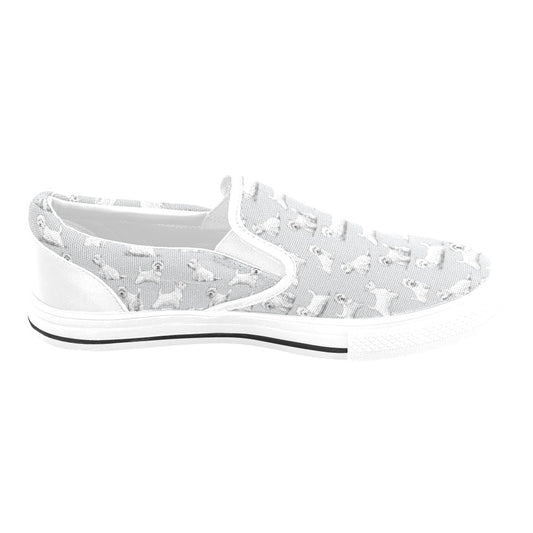 Scottish Terriers Print Design LKS3011 White Slip Ons Canvas Women's Shoes