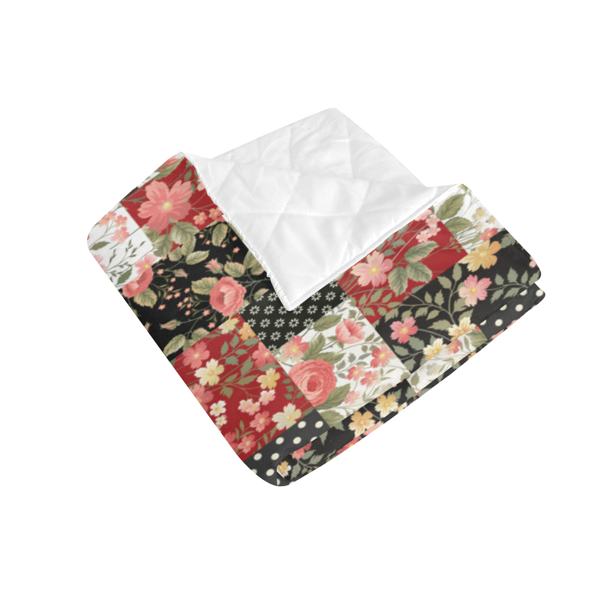 Patchwork Flower Pattern Print Design 03 Premium Quilt
