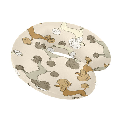Poodle Pattern Print Design A01 U-Shaped Travel Neck Pillow