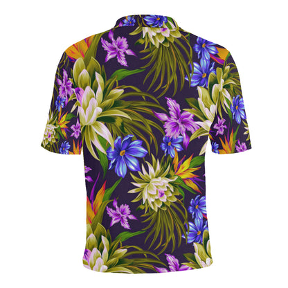 Water Lily Pattern Print Design WL08 Men Polo Shirt
