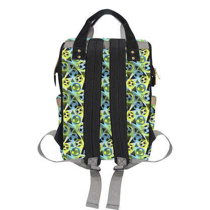 Soccer Ball Themed Print Design Diaper Bag Backpack