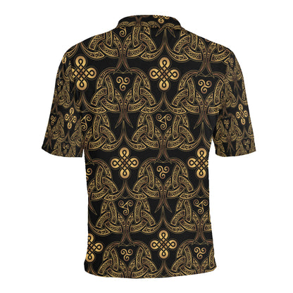 Celtic Knot Gold Design Men Polo Shirt