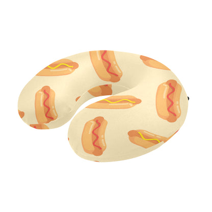 Hot Dog Pattern Print Design 05 U-Shaped Travel Neck Pillow