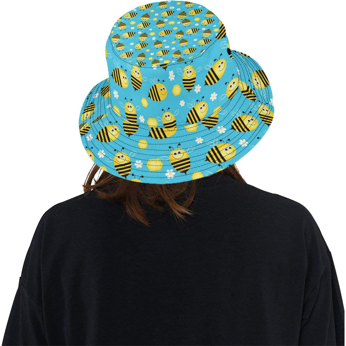 Bee Pattern Print Design BEE06 Unisex Bucket Hat