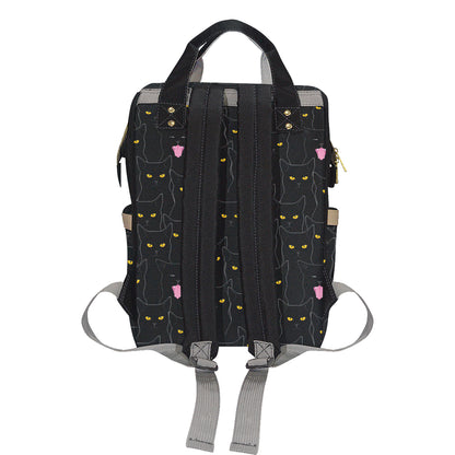 Black Cat Yellow Eyes Print Pattern Diaper Bag Backpack