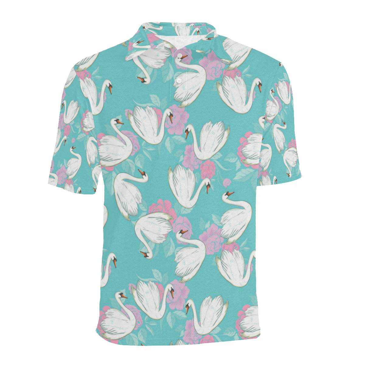 Swan Pattern Print Design 03 Men Polo Shirt