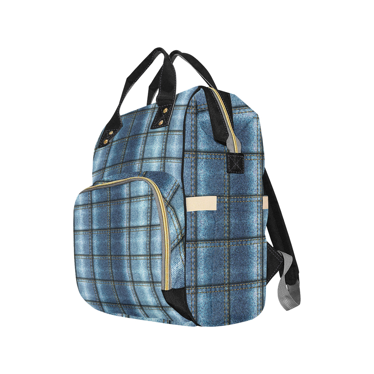 Jean Patchwork Pattern Print Design 02 Diaper Bag Backpack