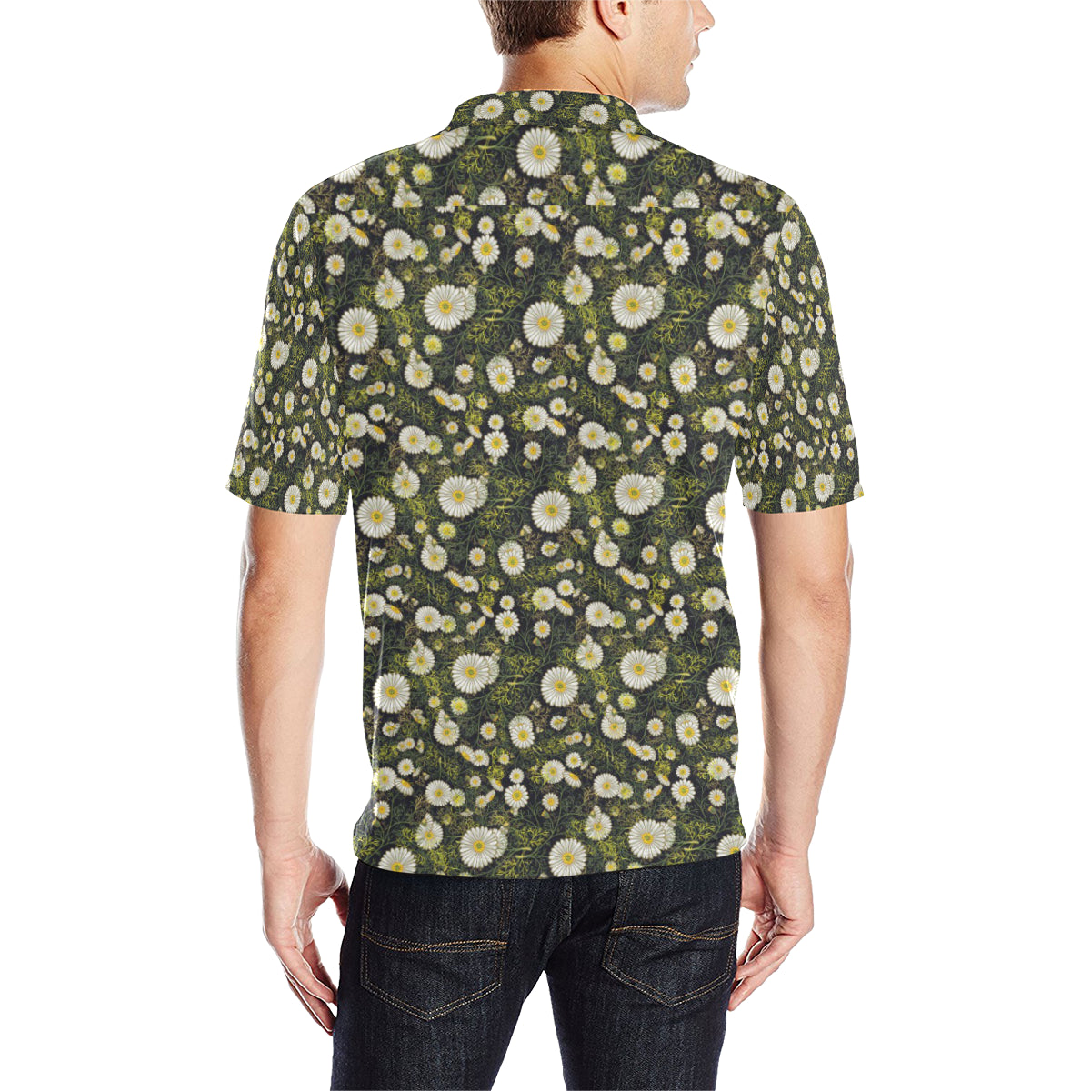 Daisy Pattern Print Design 03 Men Polo Shirt