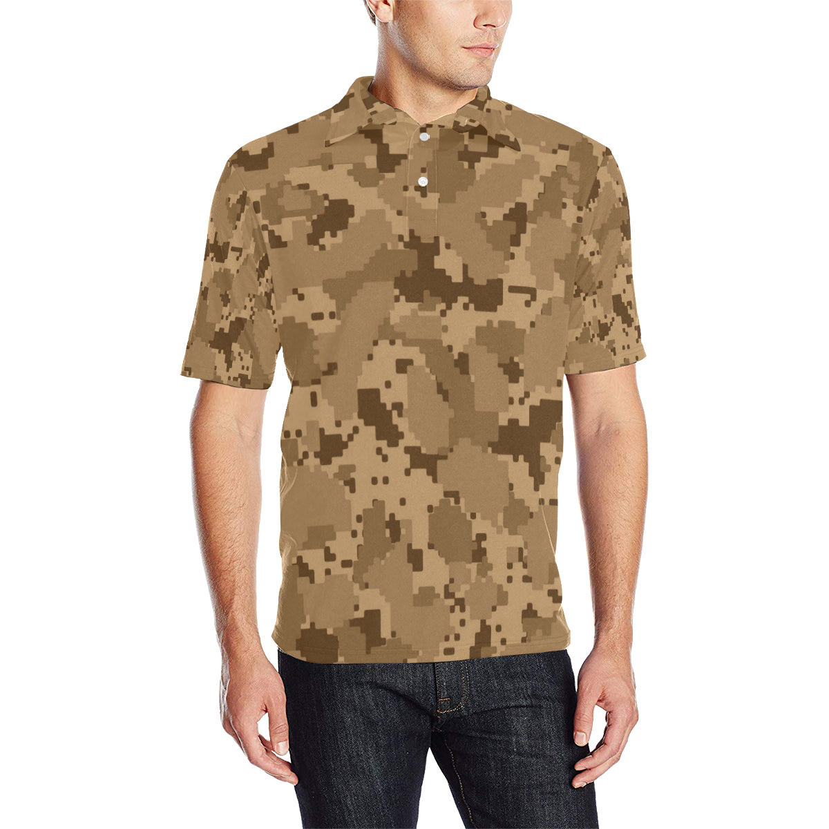 ACU Desert Digital Pattern Print Design 01 Men Polo Shirt