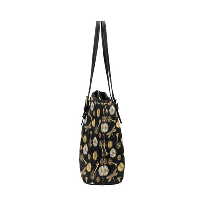 Steampunk Dragonfly Design Themed Print Leather Tote Bag