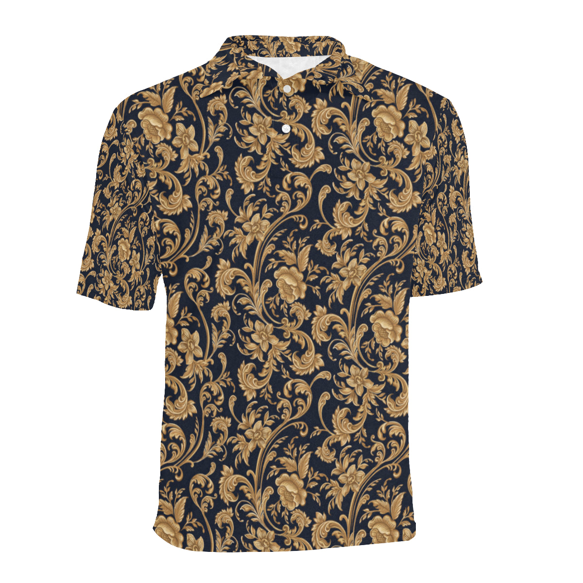 Baroque Golden Pattern Print Design 03 Men Polo Shirt