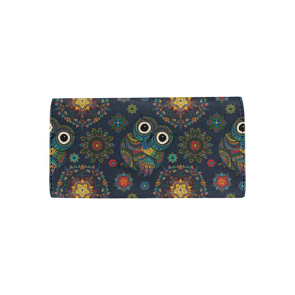 Owl Boho Style Pattern Print Design A04 Women's Trifold Wallet