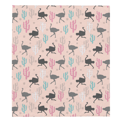Ostrich Pattern Print Design 03 Premium Quilt