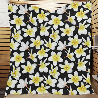 Yellow Plumeria Hawaiian Flowers Premium Quilt
