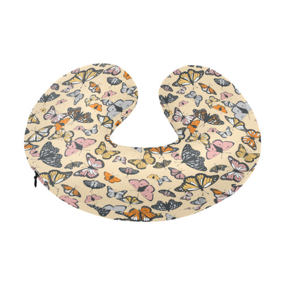 Butterfly Pattern Print Design 04 U-Shaped Travel Neck Pillow