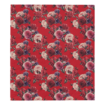 Rose Red Pattern Print Design RO07 Premium Quilt