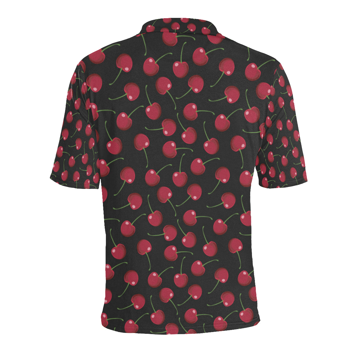 Cherry Black Background Men Polo Shirt