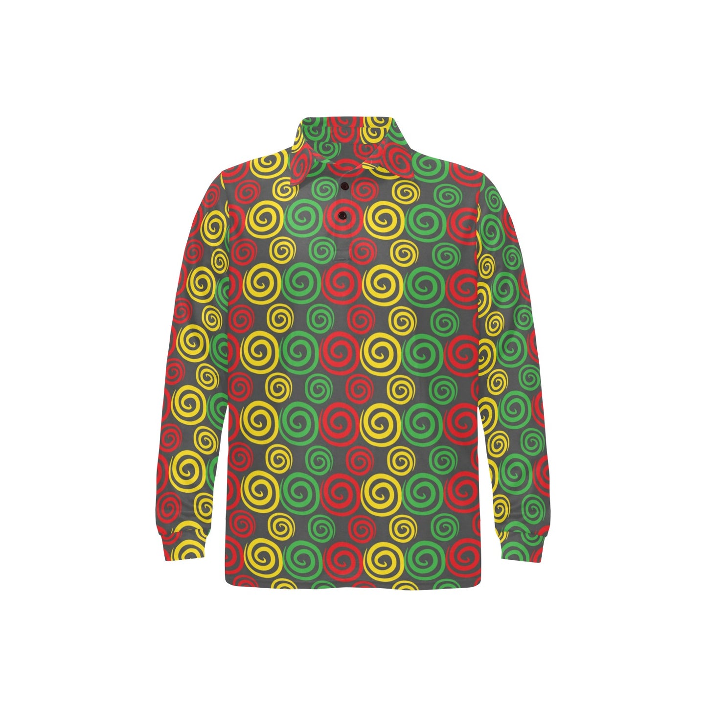 Rastafarian Pattern Print Design A05 Long Sleeve Polo Shirt For Men's