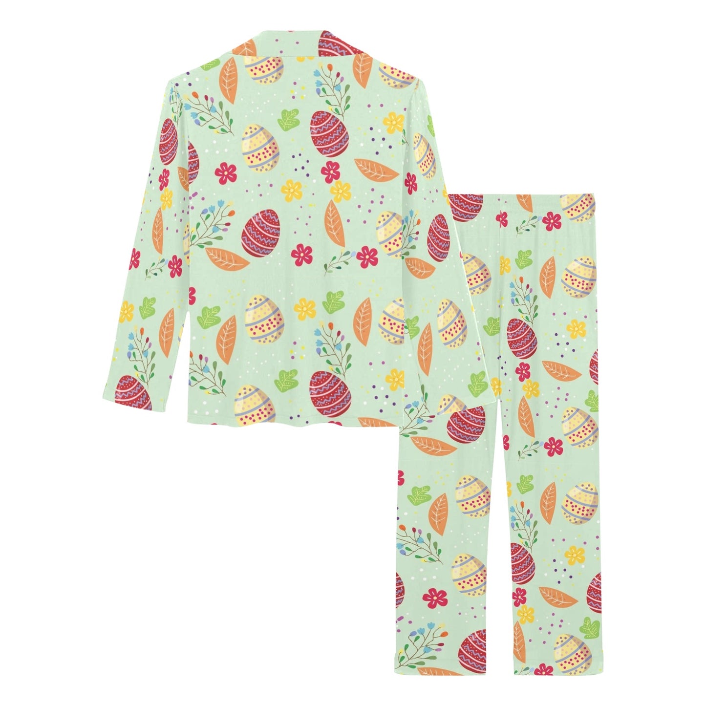 Easter Eggs Pattern Print Design RB07 Women's Long Pajama Set