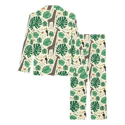 Rainforest Giraffe Pattern Print Design A02 Women's Long Pajama Set