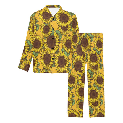 Sunflower Pattern Print Design SF04 Men's Long Pajama Set