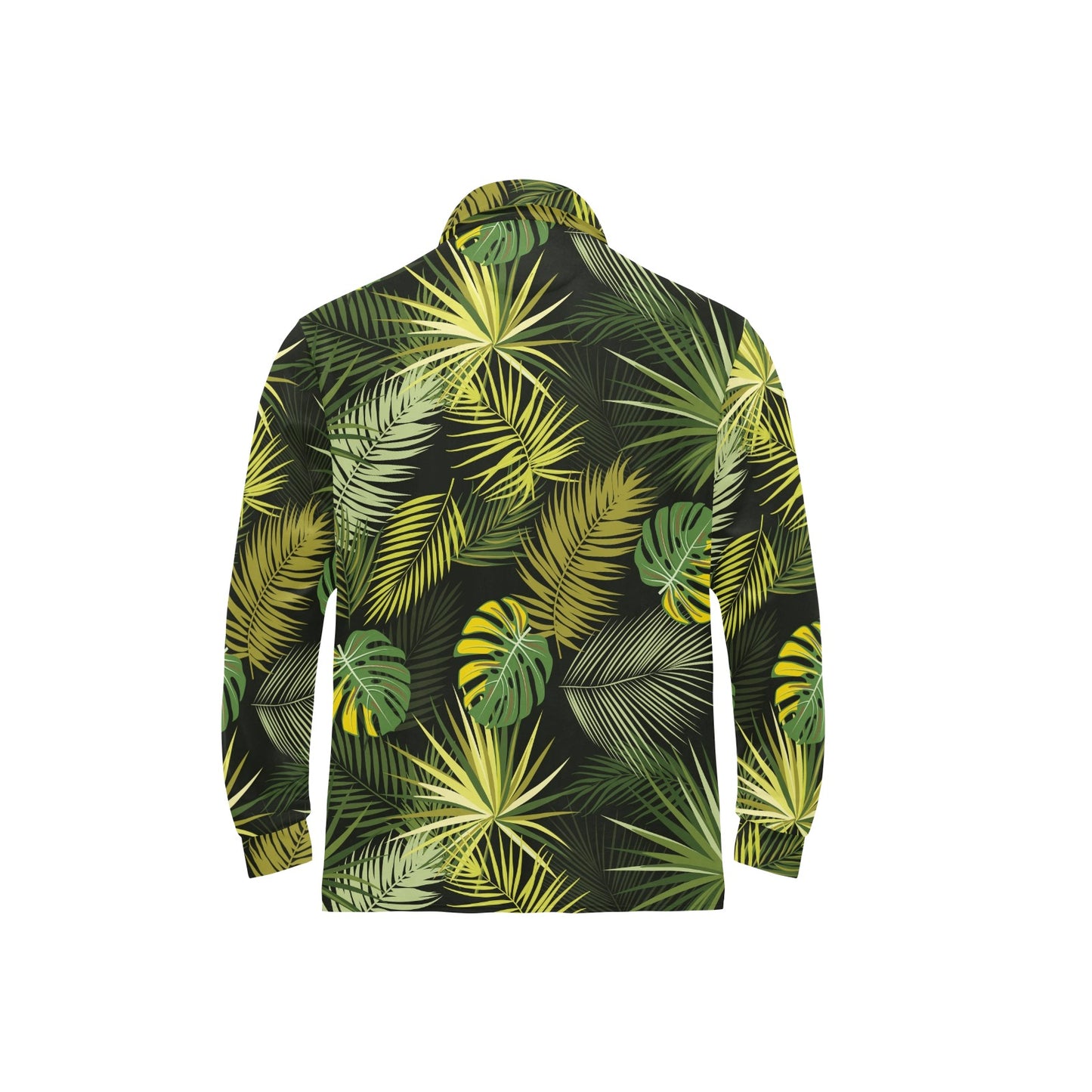 Palm Leaf Pattern Print Design A05 Long Sleeve Polo Shirt For Men's