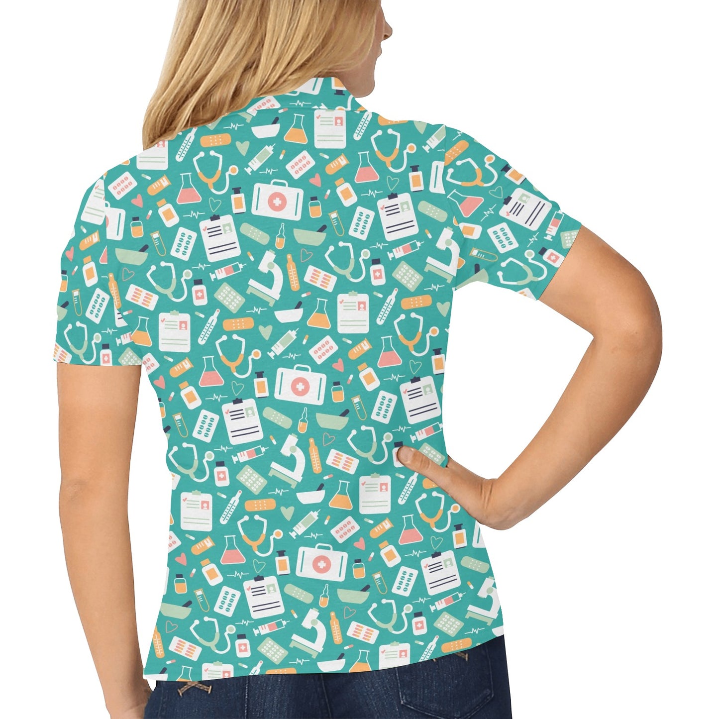 Medical Pattern Print Design 03 Women's Polo Shirt