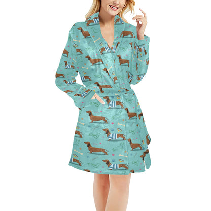 Dachshund Paw Decorative Print Pattern Women's Fleece Robe