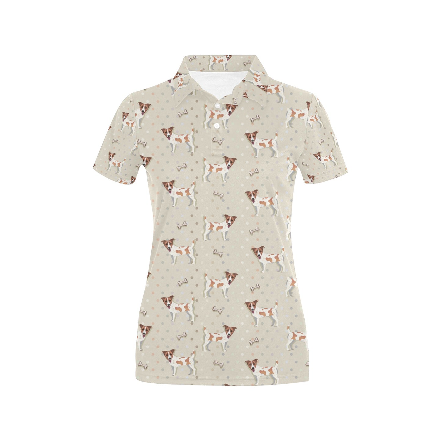 Russell Terriers With Bone Print Design LKS302 Women's Polo Shirt