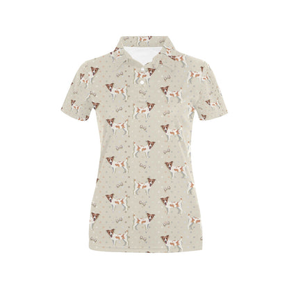 Russell Terriers With Bone Print Design LKS302 Women's Polo Shirt