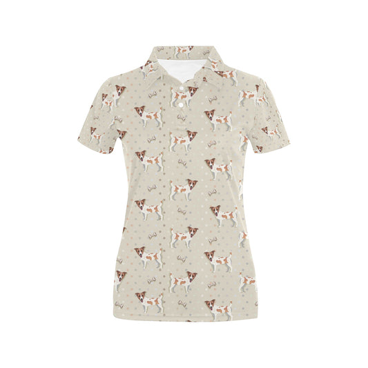 Russell Terriers With Bone Print Design LKS302 Women's Polo Shirt
