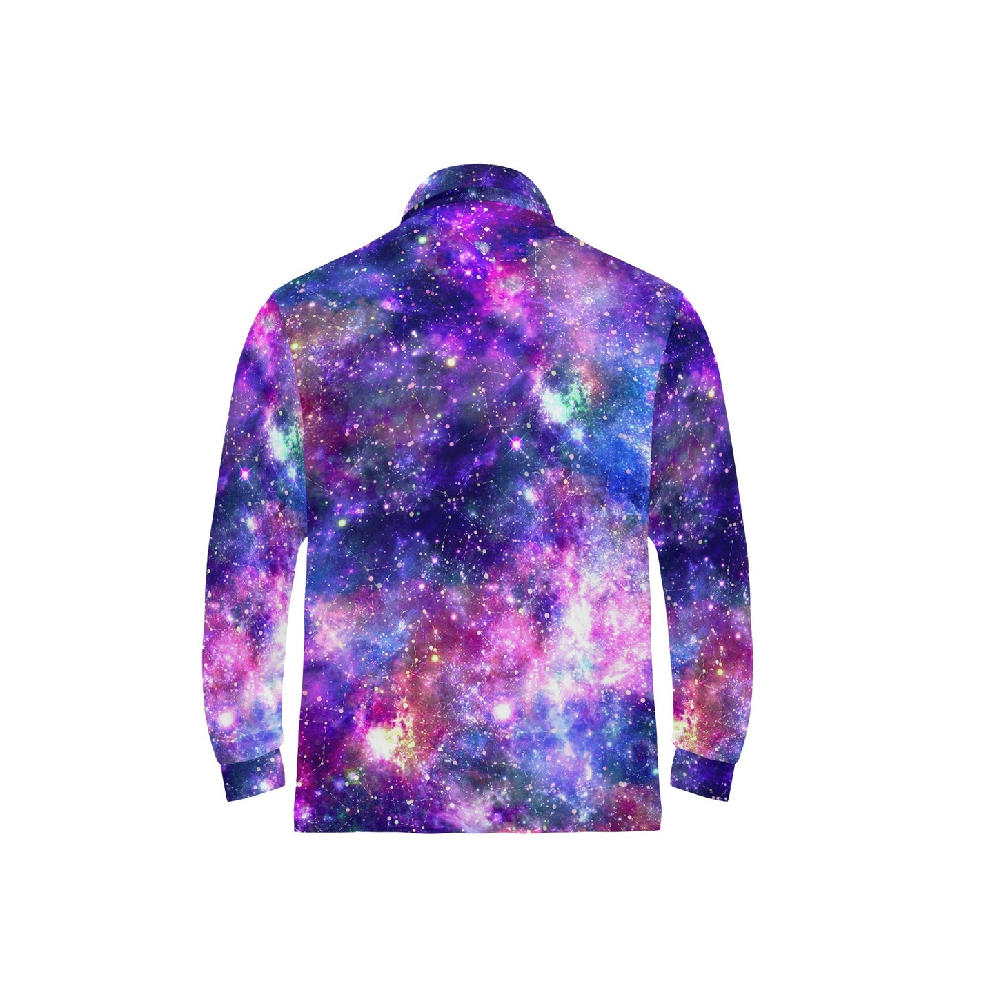 Galaxy Night Stardust Space Print Long Sleeve Polo Shirt For Men's