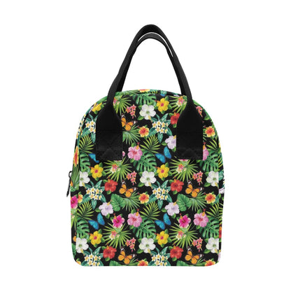 Hibiscus With Butterfly Print Design LKS305 Insulated Lunch Bag